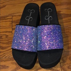 NWOB 7M Jessica Simpson platform glitter sandals